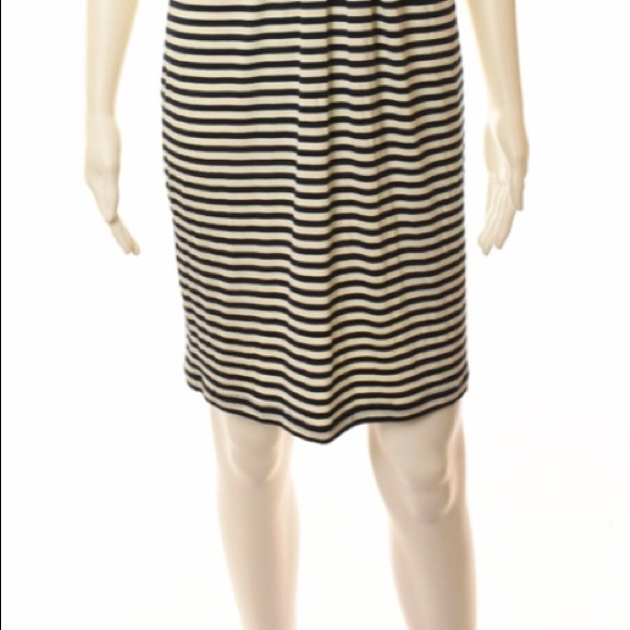 MAX STUDIO Cream and Black Striped Stretchy Dress - Picture 4 of 7